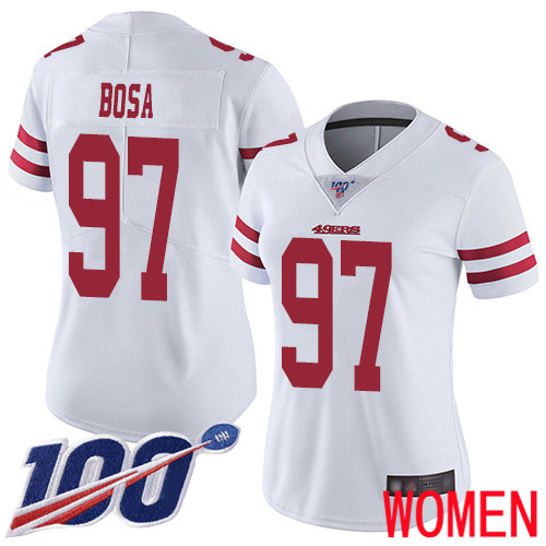 San Francisco 49ers Limited White Women Nick Bosa Road NFL Jersey #97 100th Season Vapor Untouchable